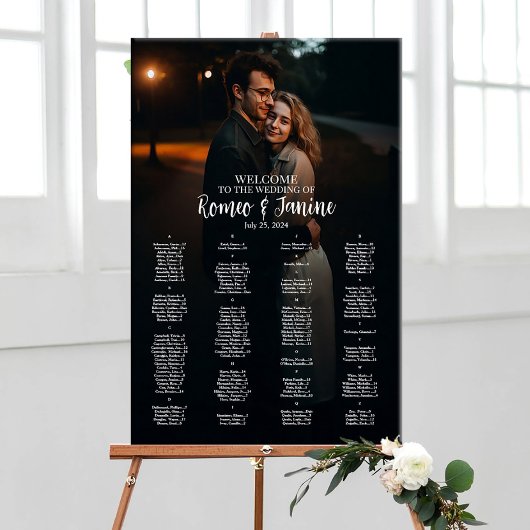 Hochzeitstabelle mit alphabetischem Foto Poster