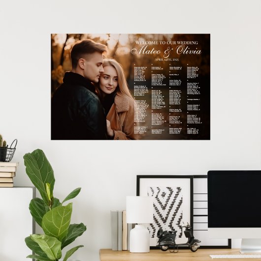 Hochzeitstabelle mit alphabetischem Foto Poster (Heimbüro)