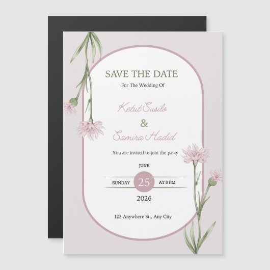 HOCHZEITSTAG 2026 JUNI MAGNETEINLADUNG (Vorne/Hinten)
