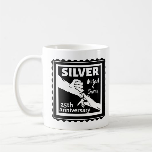 Hochzeitstag 25 Jahre Silber Kaffeetasse (Links)