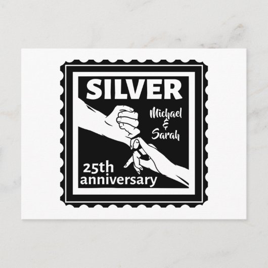 Hochzeitstag 25 Jahre Silber Postkarte (Vorderseite)