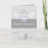 Hochzeitstag 25. Silber Gruß Karte (Vorderseite)
