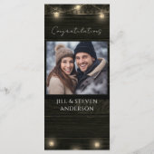 Hochzeitstag 40. Rustikales Holz und Lichter Menükarte (Rückseite)