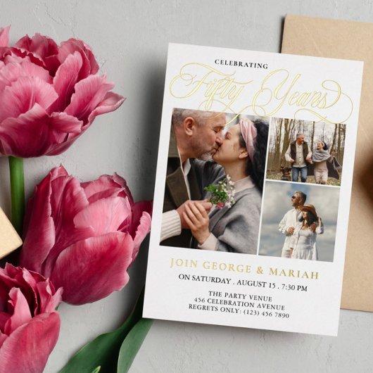 Hochzeitstag - 50 Jahre Gold Folieneinladung