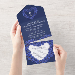Hochzeitstag 9 Jahre Party blau All In One Einladung