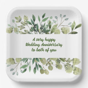 Hochzeitstag 9" Quadratischer Papier-Teller Pappteller