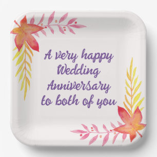 Hochzeitstag, 9" Square Paper Plate Pappteller
