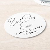 Hochzeitstag am besten geeignet Modernes Elegantes Runder Pappuntersetzer (Angewinkelt)