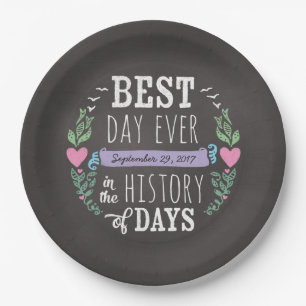 Hochzeitstag am besten Tag je Chalkboard Pappteller