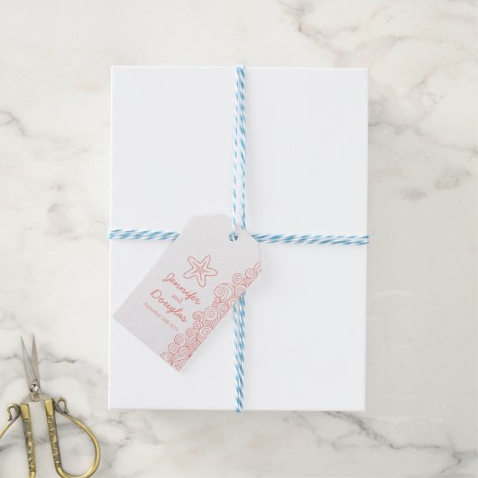 Hochzeitstag am Korallenstrand Geschenkanhänger (Mit Garn)