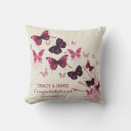 Hochzeitstag-Aquarell-Rosa-Schmetterlinge Kissen Für Draußen