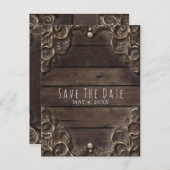Hochzeitstag aus Spitzholz und Dunkelholz - Rustik Ankündigungspostkarte (Vorne/Hinten)