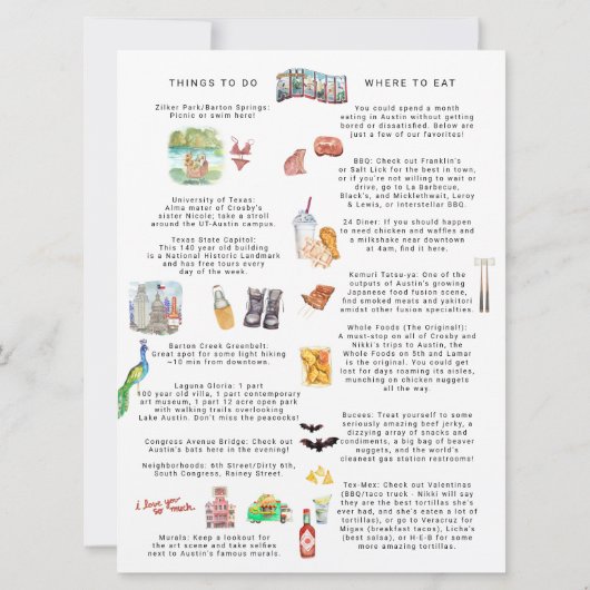 Hochzeitstag | Austin, Texas Einladung (Rückseite)