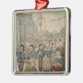 Hochzeitstag bei Plougastel Bretagne Silbernes Ornament (Links)