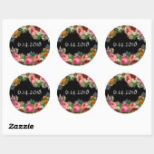 Hochzeitstag Blue Floral Burgundy Rose Stickers (Blatt)