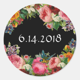 Hochzeitstag Blue Floral Burgundy Rose Stickers