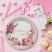 Hochzeitstag, Blume Blumenkranz Papier Teller (Party)