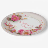 Hochzeitstag, Blume Blumenkranz Papier Teller (Schrägansicht)