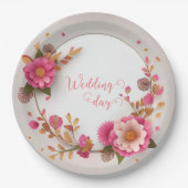 Hochzeitstag, Blume Blumenkranz Papier Teller (Vorderseite)