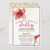 Hochzeitstag Blumenlilie Einladung (Vorne/Hinten)