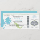 Hochzeitstag Boarding nach Mexiko Einladung (Vorne/Hinten)