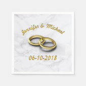 Hochzeitstag Bräune & Groom Maßgeschneiderte Goldr Serviette (Vorderseite)
