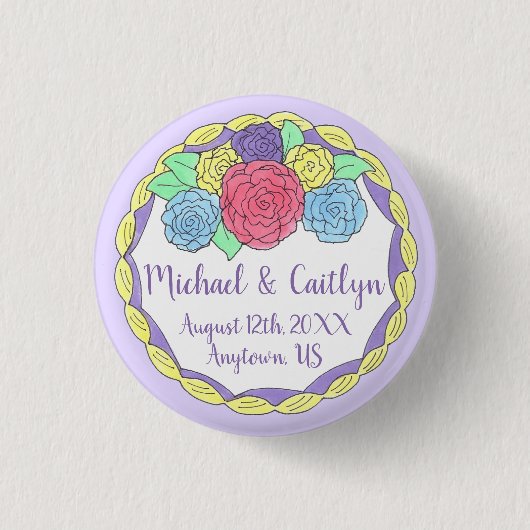 Hochzeitstag Brautparty Blumenkuchen Button (Vorderseite)