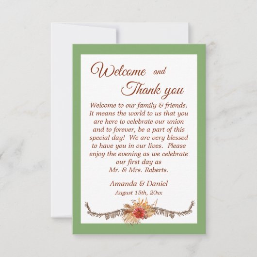 Hochzeitstag danke Ihnen Karten (Vorderseite)