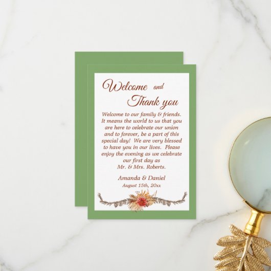 Hochzeitstag danke Ihnen Karten (Vorderseite/Rückseite Beispiel)