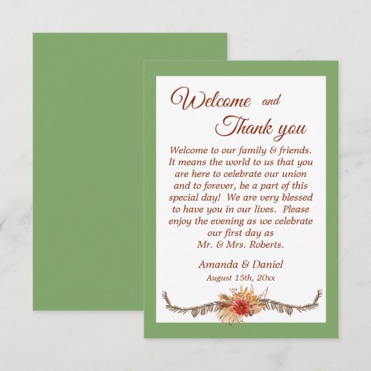 Hochzeitstag danke Ihnen Karten (Vorne/Hinten)