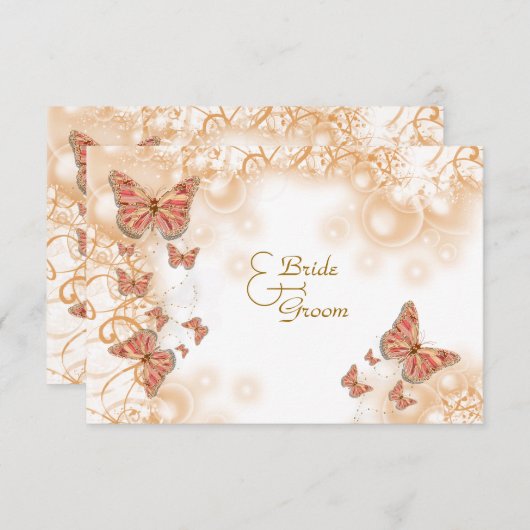 Hochzeitstag der Korallenpfirsichgolden Verlobung Einladung (Vorne/Hinten)