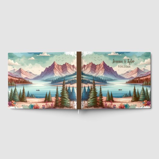 Hochzeitstag der Wasserfarbenansicht Gästebuch (Voll)