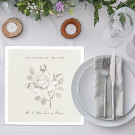 Hochzeitstag der weißen botanischen Rose Serviette