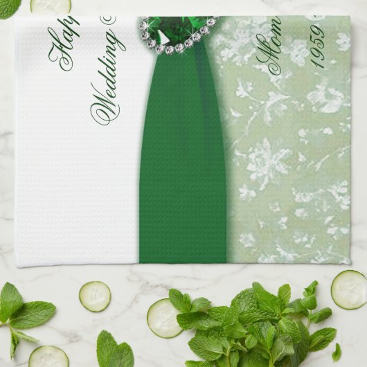 Hochzeitstag des Damast-55. Handtuch (Gefaltet)