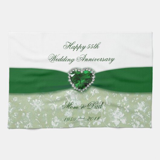 Hochzeitstag des Damast-55. Handtuch (Horizontal)