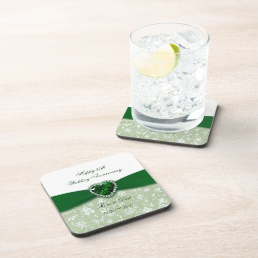 Hochzeitstag des Damast-55. Untersetzer (Rechte Seite)