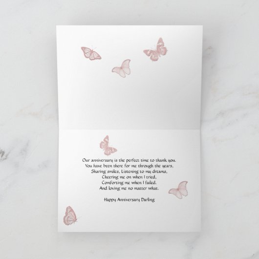 Hochzeitstag, eine halbherzige Blume Karte (Innenseite)