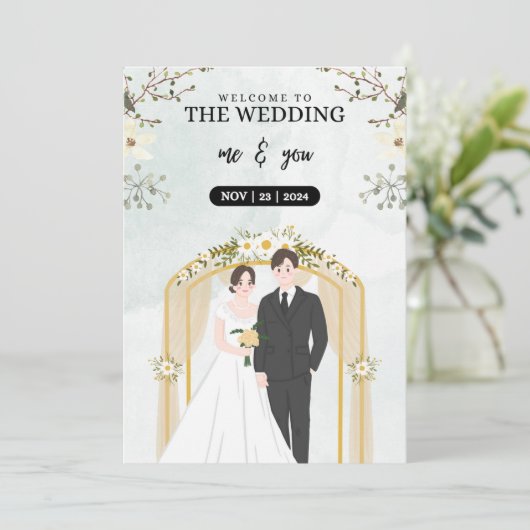 Hochzeitstag Einladung (Stehend Vorderseite)