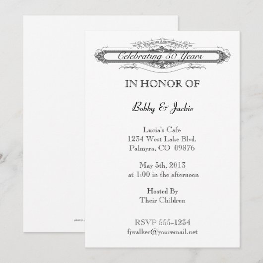 Hochzeitstag Einladung (Vorne/Hinten)