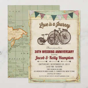 Hochzeitstag-Einladung mit Vintage-Fahrrad Einladung