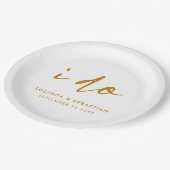 Hochzeitstag Elegante Pappteller (Schrägansicht)