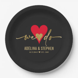 Hochzeitstag Elegantes einfaches Herz Wir machen G Pappteller