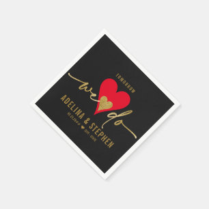 Hochzeitstag Elegantes Herz Probe Abendessen Serviette