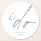 Hochzeitstag Elegantes Skript I Do Runder Pappuntersetzer (Vorderseite)