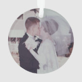 Hochzeitstag - Foto auf der Rückseite - Silber Ornament (Rückseite)