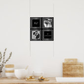 Hochzeitstag Foto Collage Schwarz-weiß Poster (Küche)