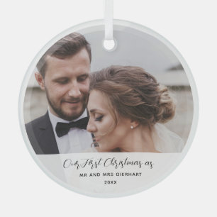 Hochzeitstag Foto Erste Weihnacht Verheiratet Ornament Aus Glas