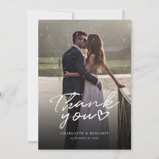 Hochzeitstag Foto Hand Lettered Dankeschön Card Karte (Vorderseite)