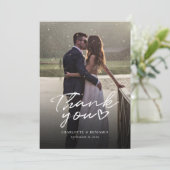 Hochzeitstag Foto Hand Lettered Dankeschön Card Karte (Stehend Vorderseite)