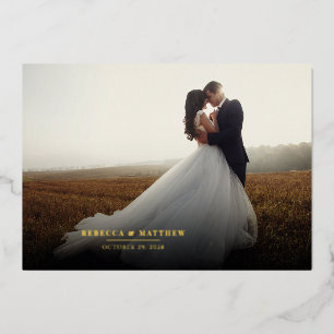 Hochzeitstag Foto Handschrift Danke Gold Folieneinladung